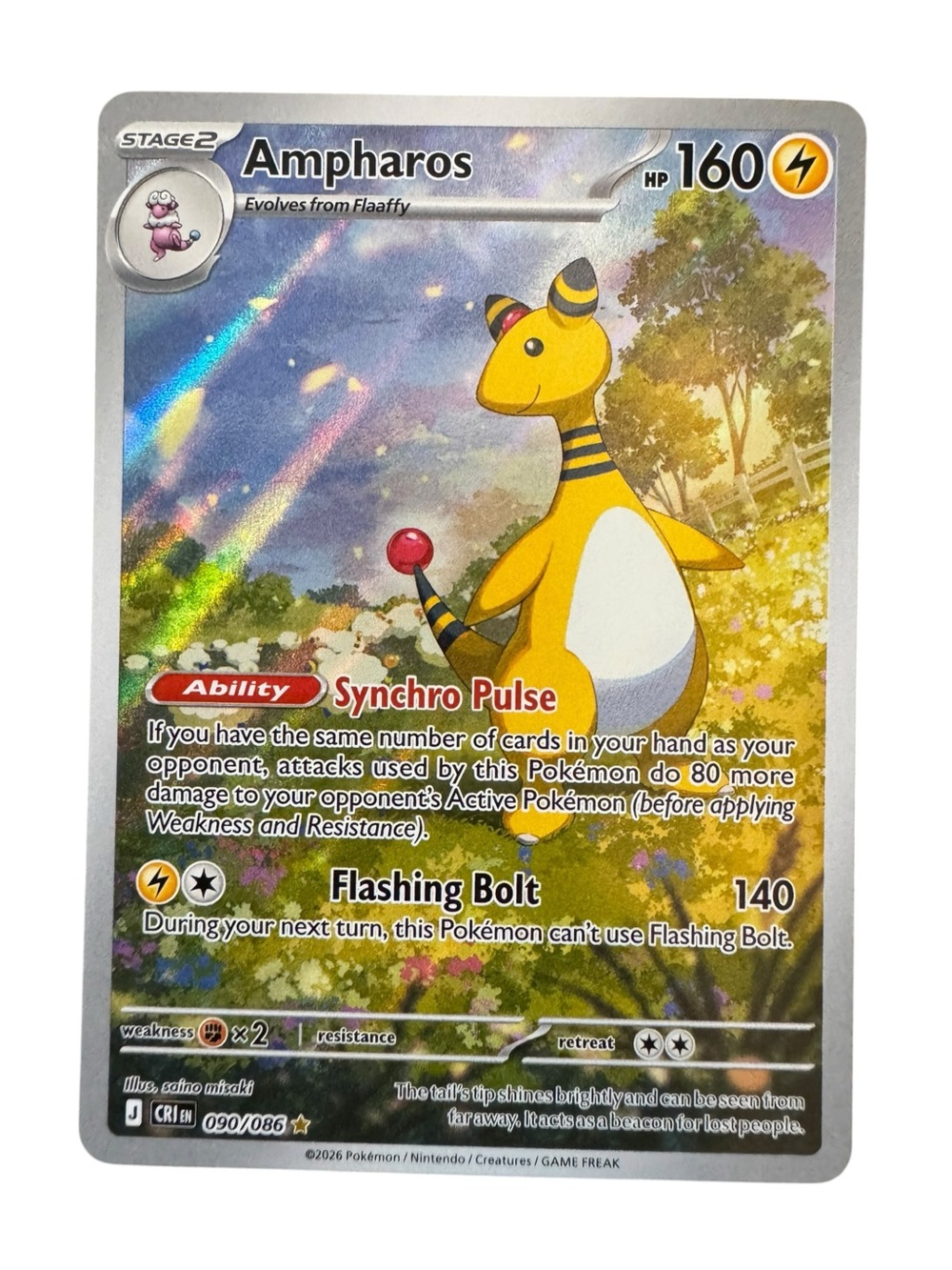 Ampharos 090/086 Me04: Chaos Rising Holo Pokemon Card